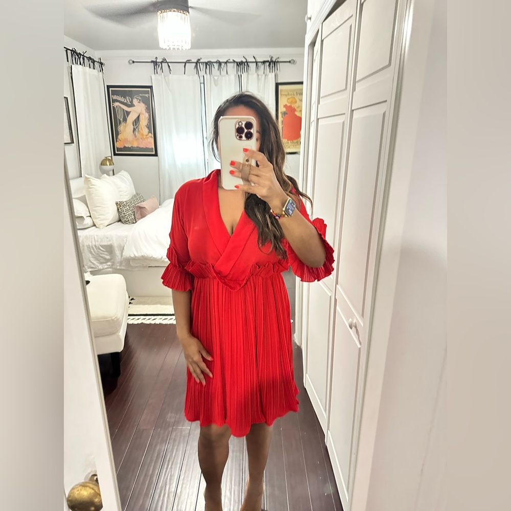 Red ruffled mini dress